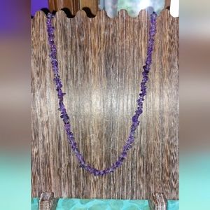 Amethyst Chip Long Statement Necklace
